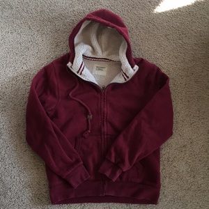 Red, fur lined hoodie